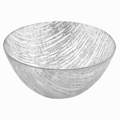 9" Clear And Silver Lead Free Crystal Round Serving Bowl
