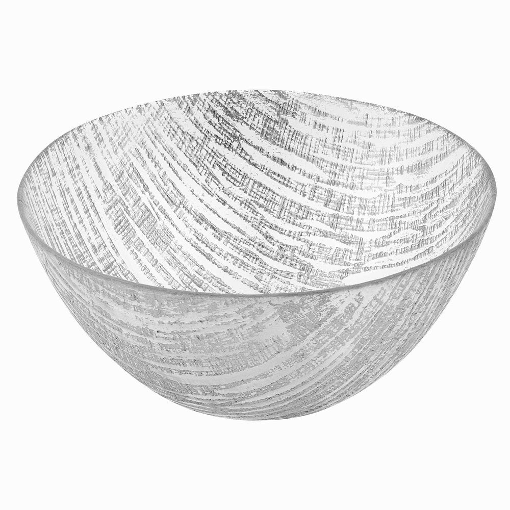 11" Clear and Silver Handcrafted Glass Round Salad Serve Bowl