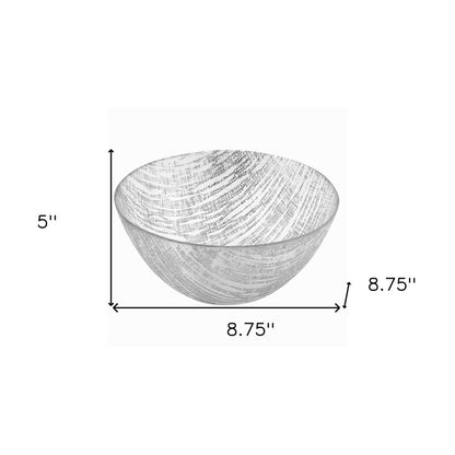 11" Clear and Silver Handcrafted Glass Round Salad Serve Bowl