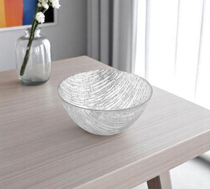11" Clear and Silver Handcrafted Glass Round Salad Serve Bowl