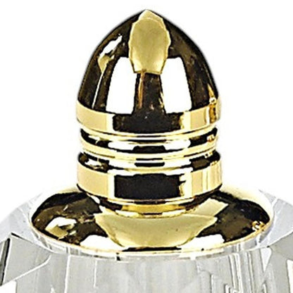 Set of Two Clear And Gold Crystal Geometric Pepper Shakers