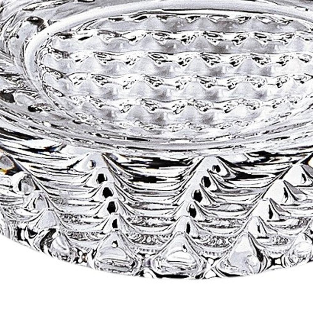 Set of Four Clear Crystal Glass Convex Curve Shape Stemless Decanter