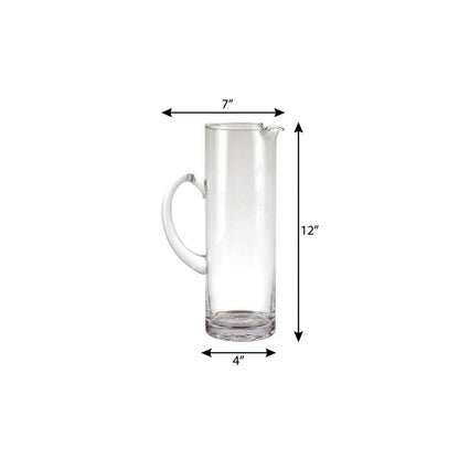 12" Clear Mouth Blown Lead Free Crystal Glass Pitcher