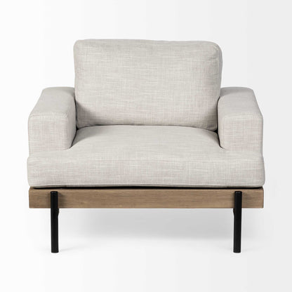 41" Cream and Black Fabric Arm Chair