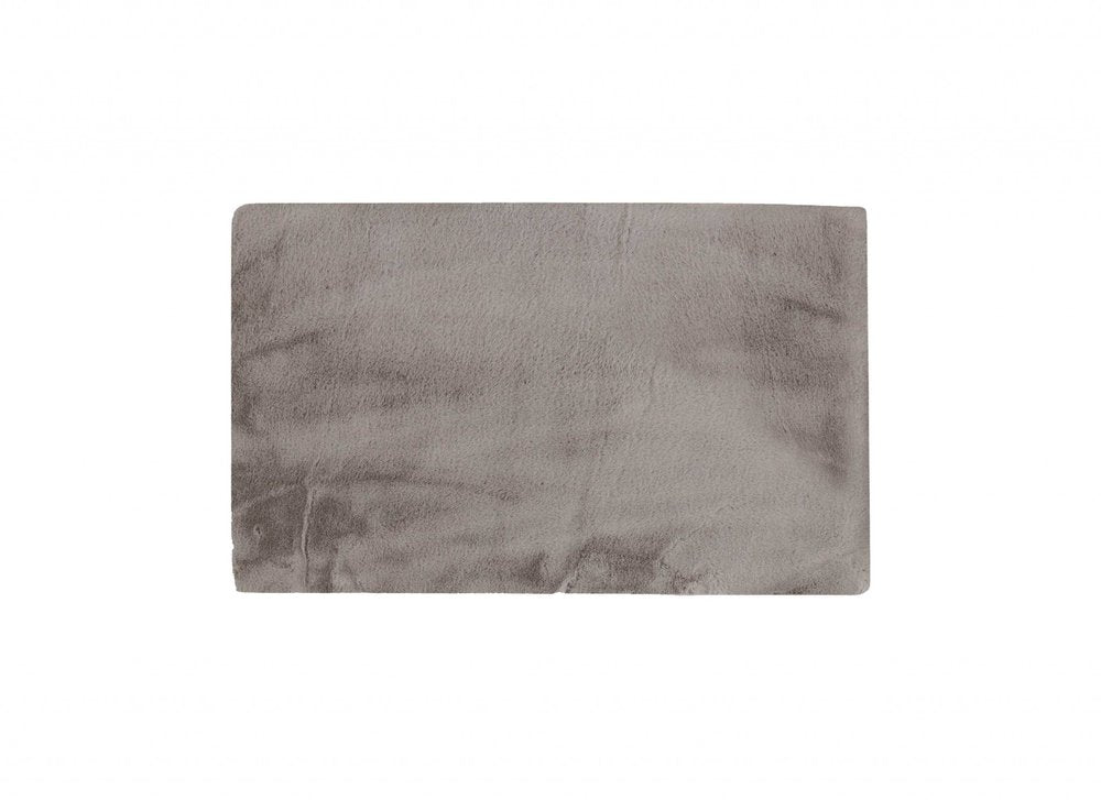 3' X 5' Gray Shag Hand Knotted Area Rug
