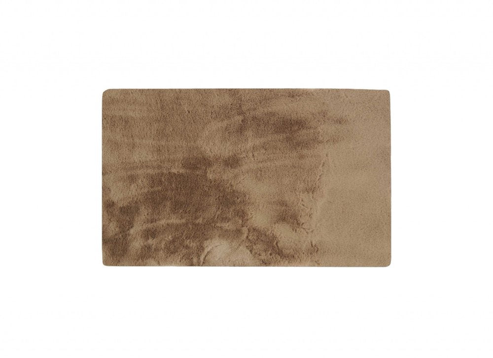 3' X 5' Taupe Shag Hand Knotted Area Rug