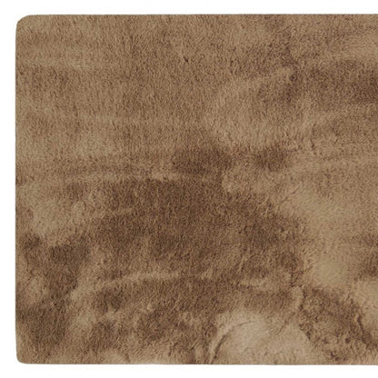 3' X 5' Taupe Shag Hand Knotted Area Rug