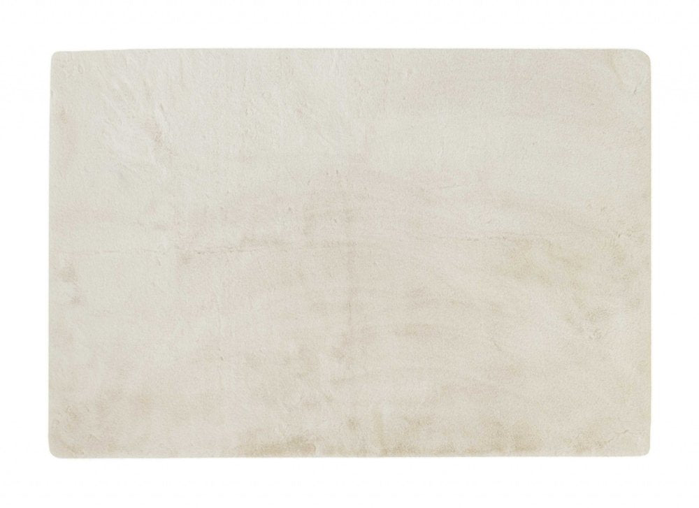 5' X 8' Ivory Shag Hand Knotted Area Rug