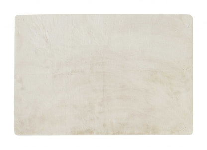 5' X 8' Ivory Shag Hand Knotted Area Rug
