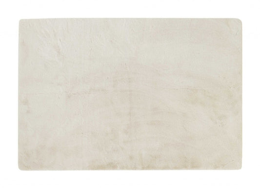 5' X 8' Ivory Shag Hand Knotted Area Rug