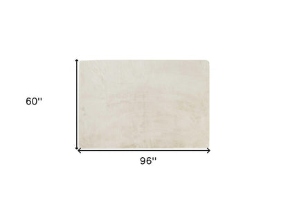 5' X 8' Ivory Shag Hand Knotted Area Rug