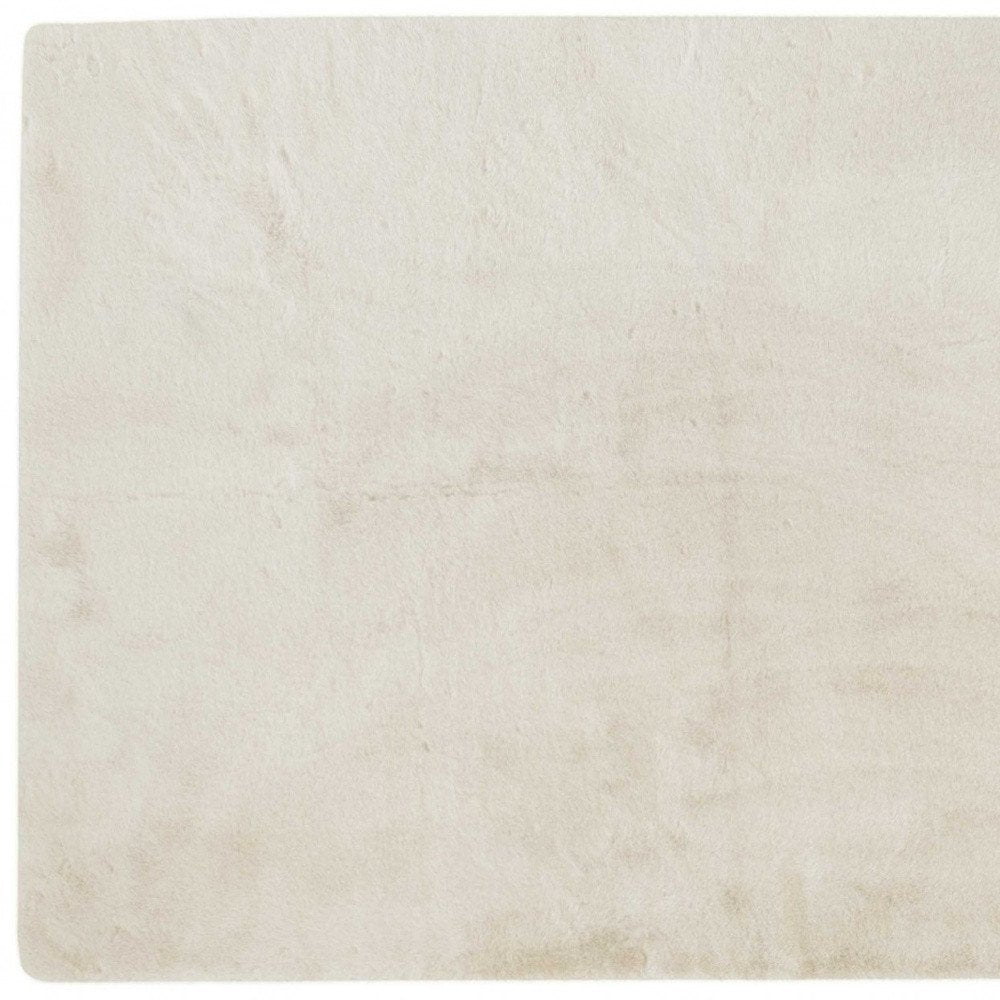 5' X 8' Ivory Shag Hand Knotted Area Rug