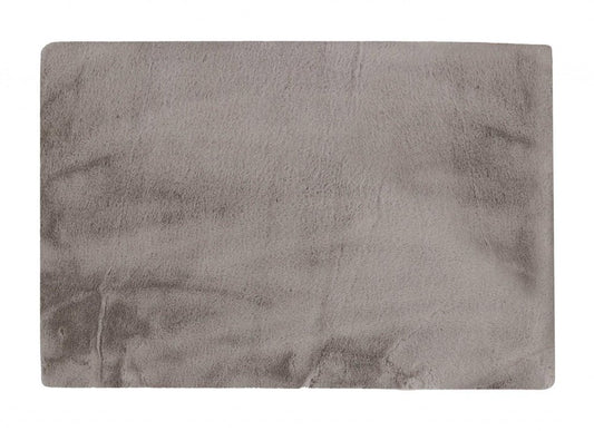 5' X 8' Gray Faux Fur Washable Area Rug