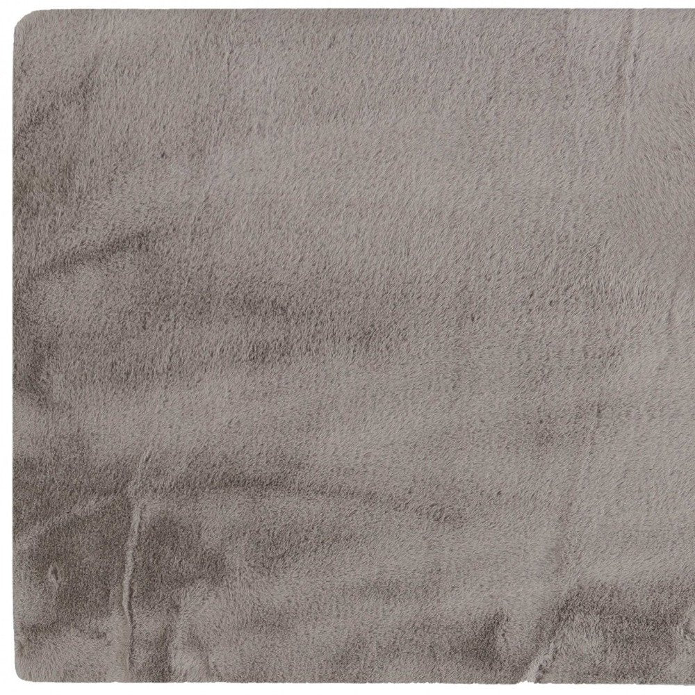 5' X 8' Gray Faux Fur Washable Area Rug