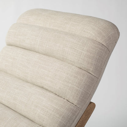 54" Cream and Brown Fabric Tufted Lounge Chair