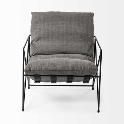 30" Gray and Black Linen Lounge Chair