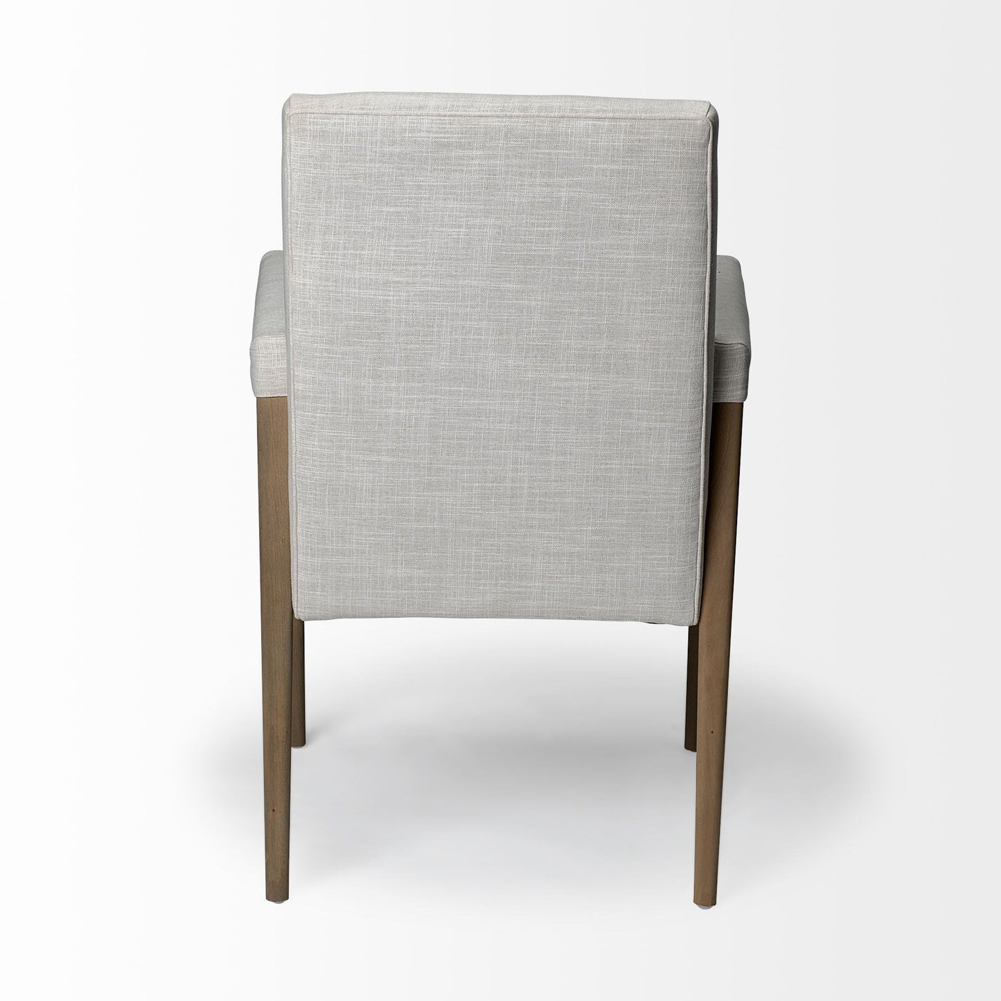 Cream and Brown Upholstered Fabric King Louis Back Dining Arm Chair