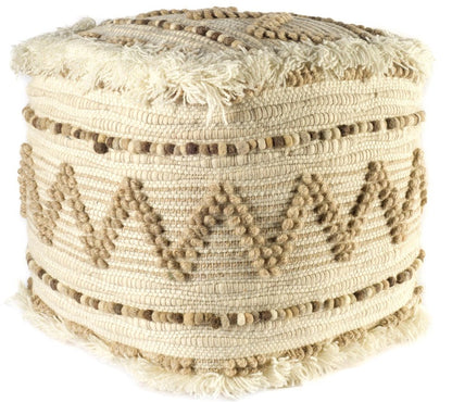 18" Beige Geometric Cube Ottoman