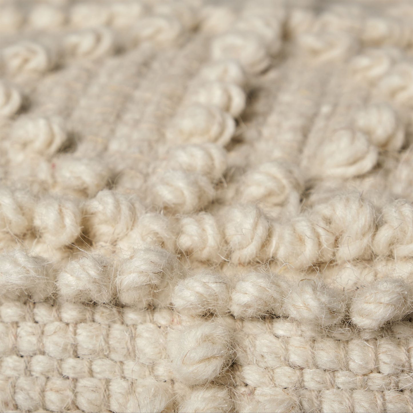 18" Ivory Wool Knubby Geometric Cube Pouf Ottoman