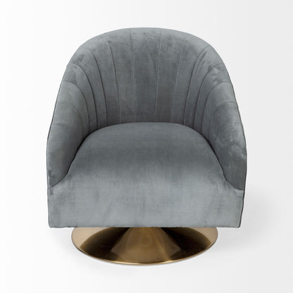 29" Gray and Copper Velvet Lounge Chair
