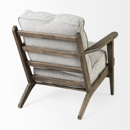 31" Light Gray and Brown Fabric Lounge Chair