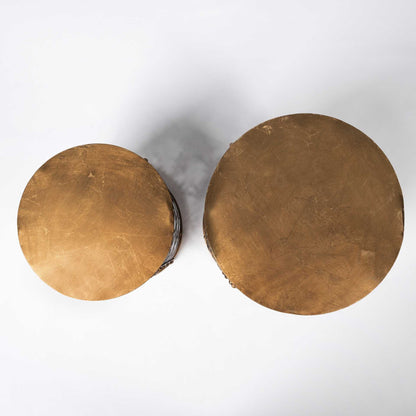 Set of Two 20" Gold Round End Table