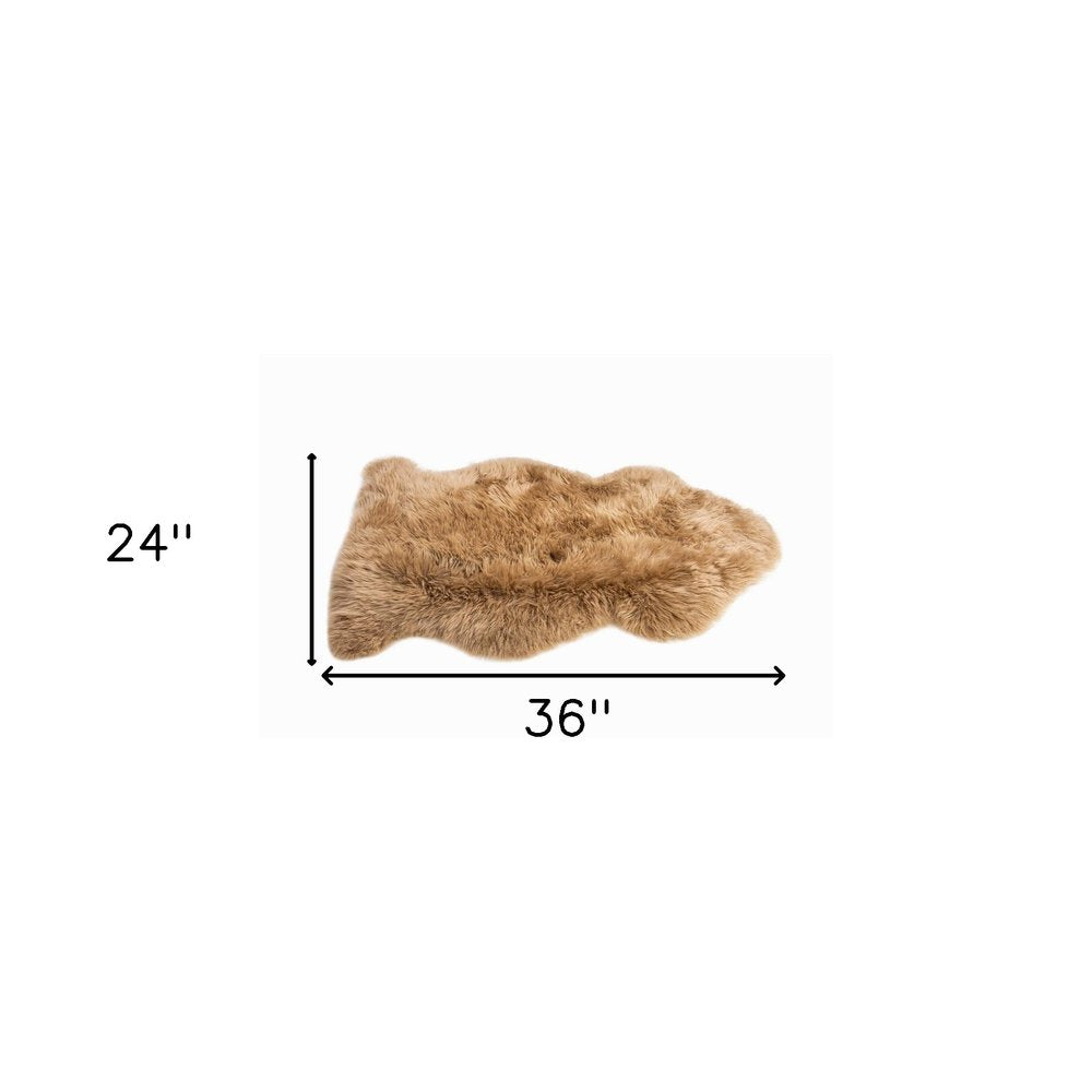 2' X 3' Beige Genuine Sheepskin Area Rug