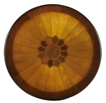 24" Brown Solid Wood and Wood Round End Table With Drawer