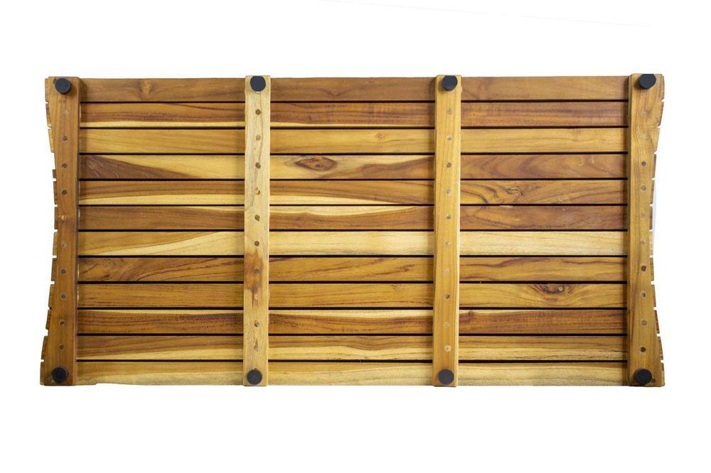 40" Brown Teak Slat Non Slip Bath Mat