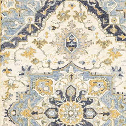 5' X 8' Blue And Ivory Bohemian Area Rug