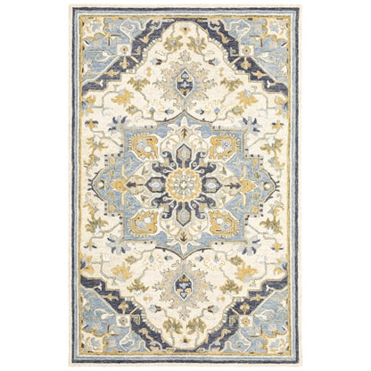 5' X 8' Blue And Ivory Bohemian Area Rug