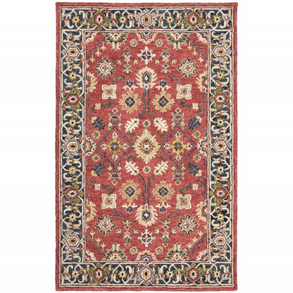 10' X 13' Red And Blue Bohemian Rug
