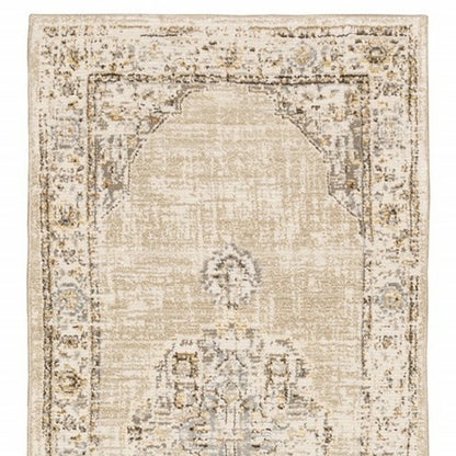 12' Beige And Ivory Runner Rug