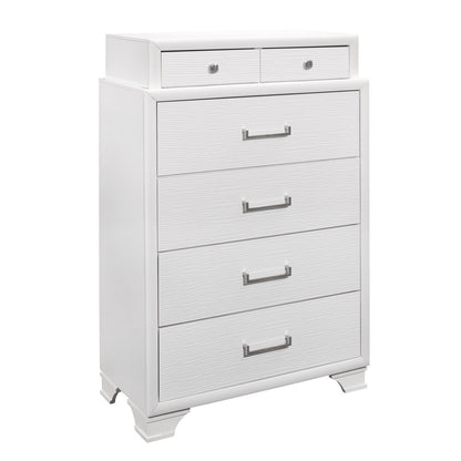 59" White Solid Wood Mirrored Nine Drawer