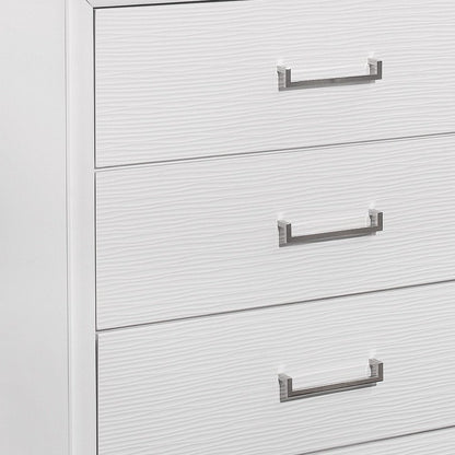 59" White Solid Wood Mirrored Nine Drawer