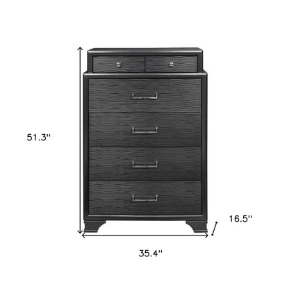 59" Gray Solid Wood Nine Drawer Double Dresser