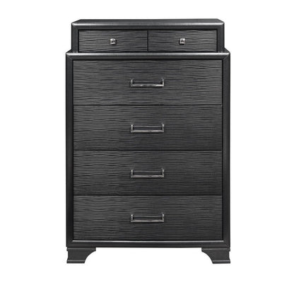 59" Gray Solid Wood Nine Drawer Double Dresser