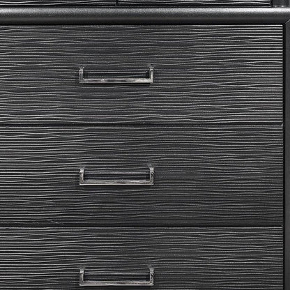 59" Gray Solid Wood Nine Drawer Double Dresser
