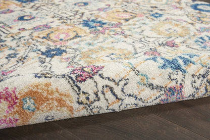 4' X 6' Ivory And Blue Floral Area Rug
