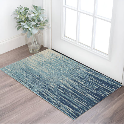 8' X 10' Blue And Ivory Abstract Area Rug