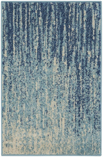 8' X 10' Blue And Ivory Abstract Area Rug