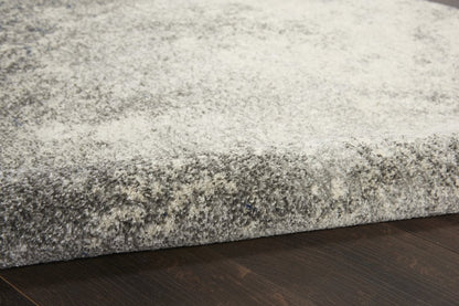 6' Gray And Ivory Abstract Runner Rug