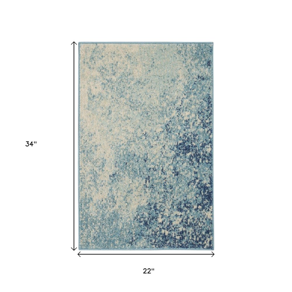 5' X 7' Blue And Ivory Abstract Area Rug