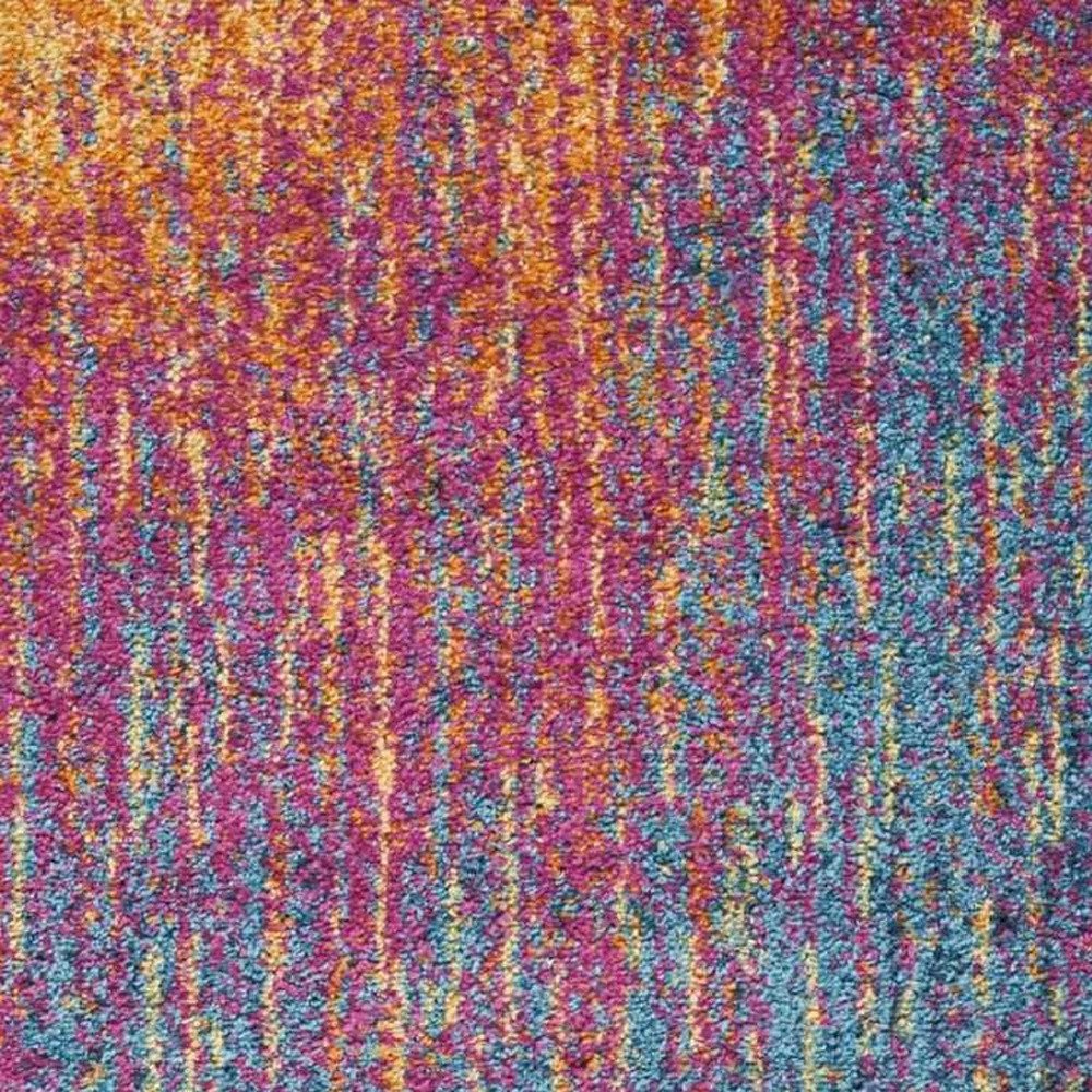 6' Blue And Orange Abstract Runner Rug