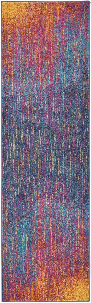 6' Blue And Orange Abstract Runner Rug