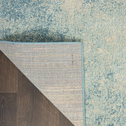 5' Blue And Ivory Abstract Round Rug