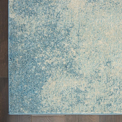 5' Blue And Ivory Abstract Round Rug