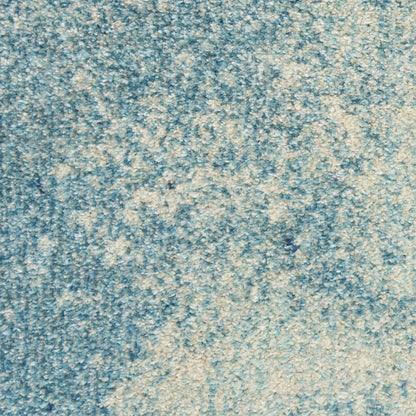 5' Blue And Ivory Abstract Round Rug