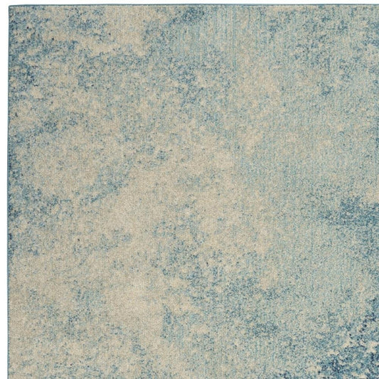 5' Blue And Ivory Abstract Round Rug