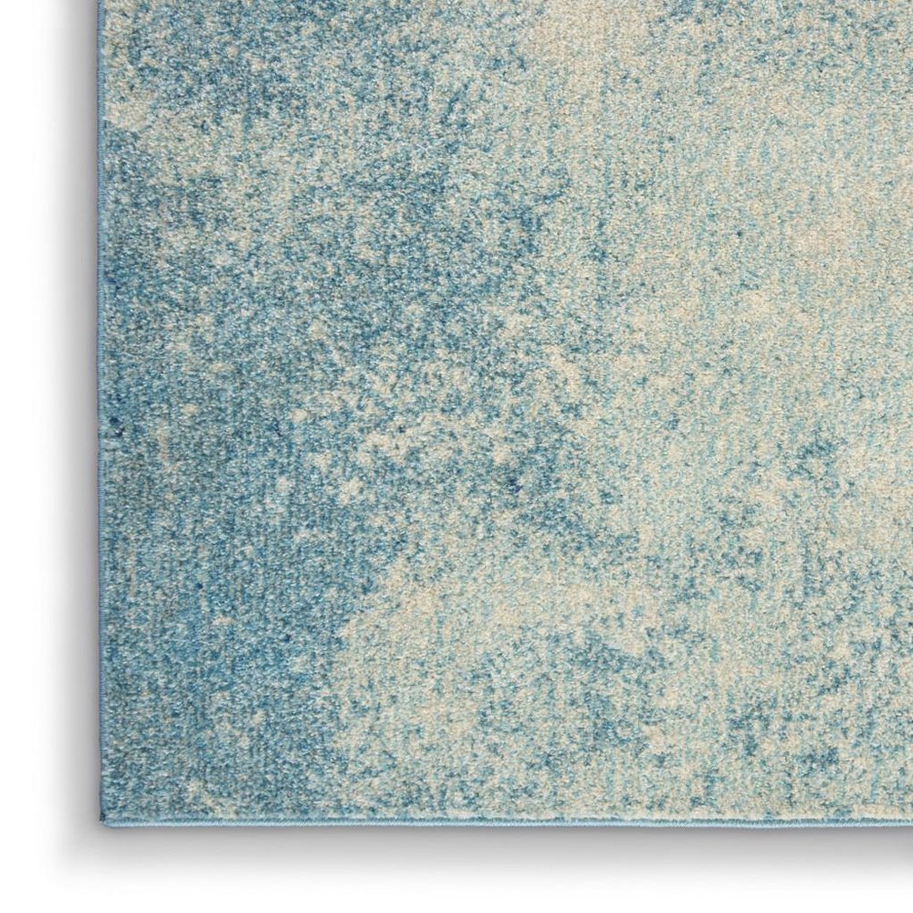 5' Blue And Ivory Abstract Round Rug
